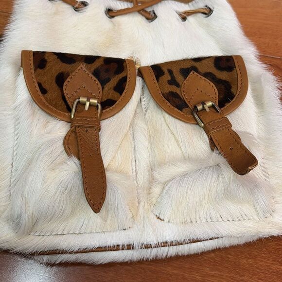 Jaded Gypsy backpack Leopard Print and White Fur Women's Backpack - Picture 10 of 12